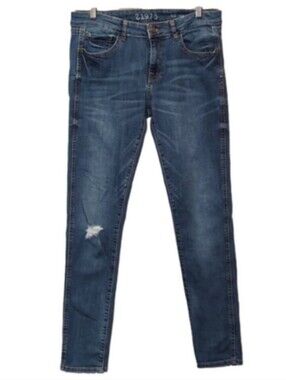 Zara Mid Rise Skinny Fit Jeans Z1975 Basic Distressed Denim Womens Size 8